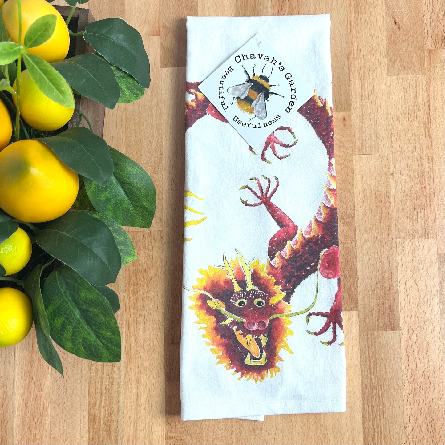 Dragon Flour Sack Tea Towel