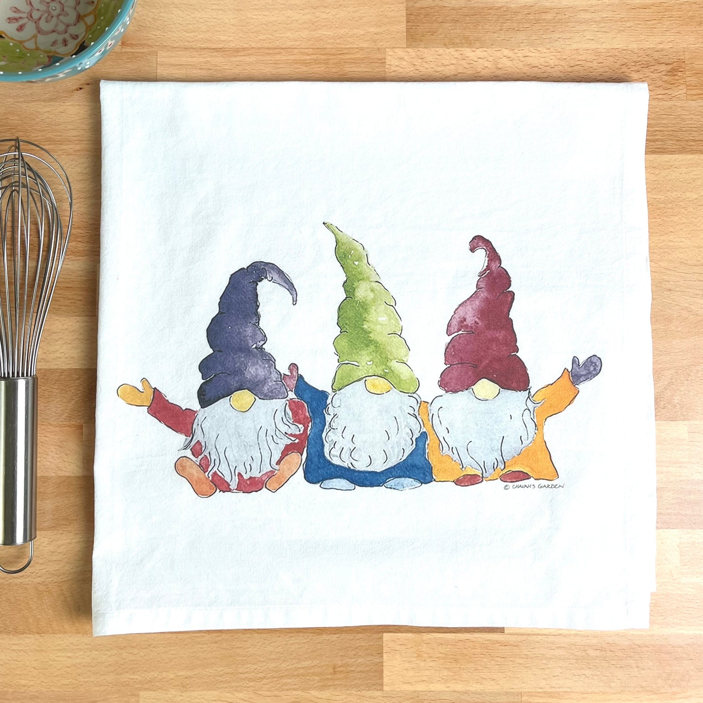 Gnomes Flour Sack Tea Towel