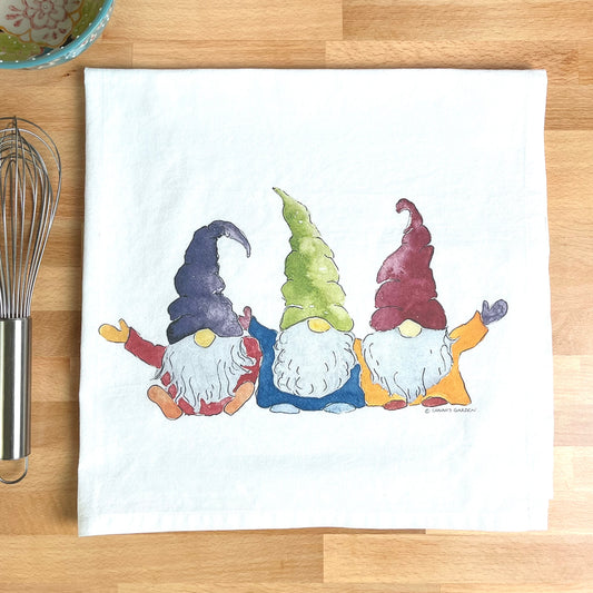 Gnomes Flour Sack Tea Towel