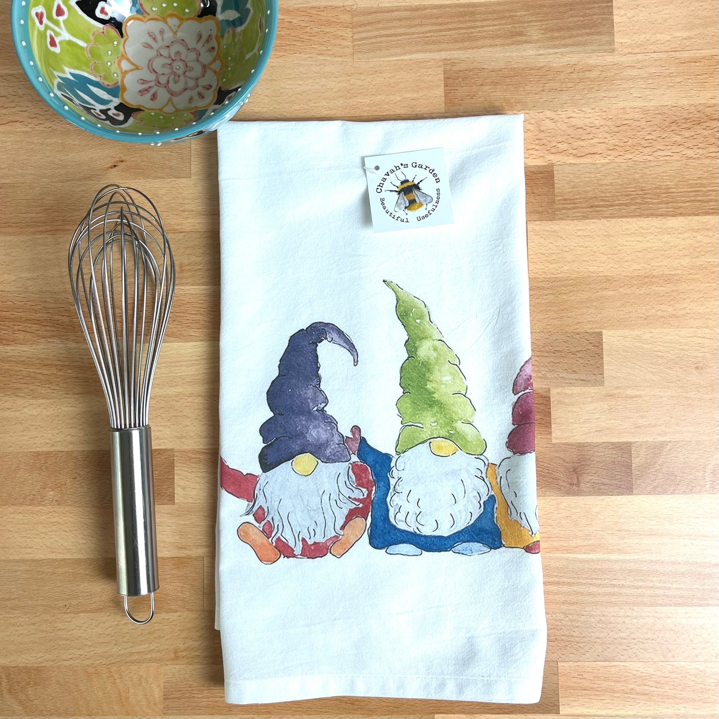 Gnomes Flour Sack Tea Towel