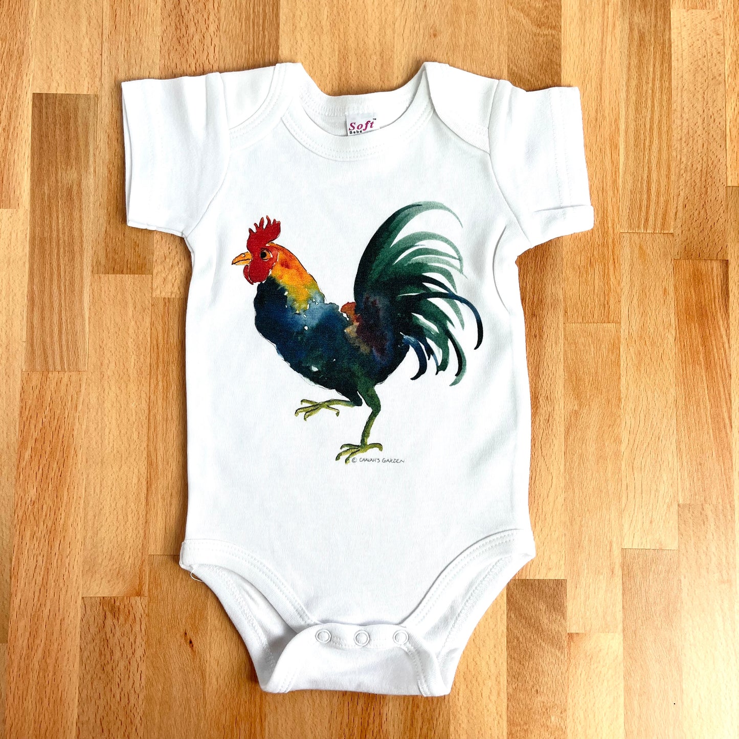 Cotton Onesies, Rooster, Garden Theme