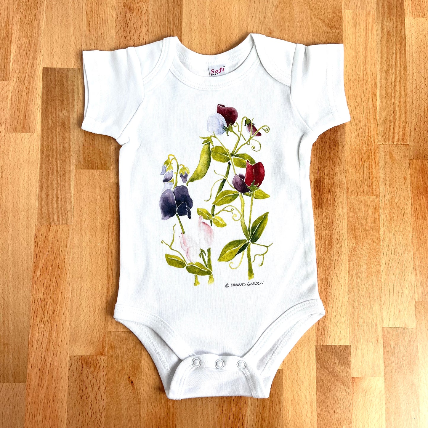 Cotton Onesies, Sweet Pea, Garden Theme