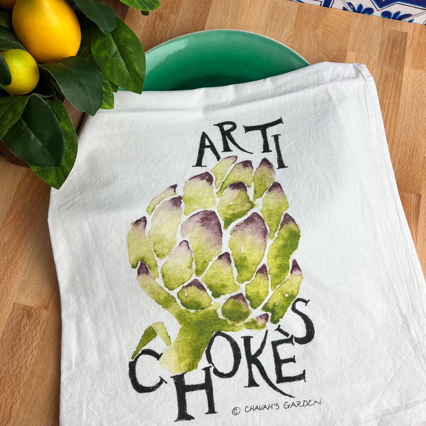 Flour Sack Tea Towels, Artichoke, Garden Theme