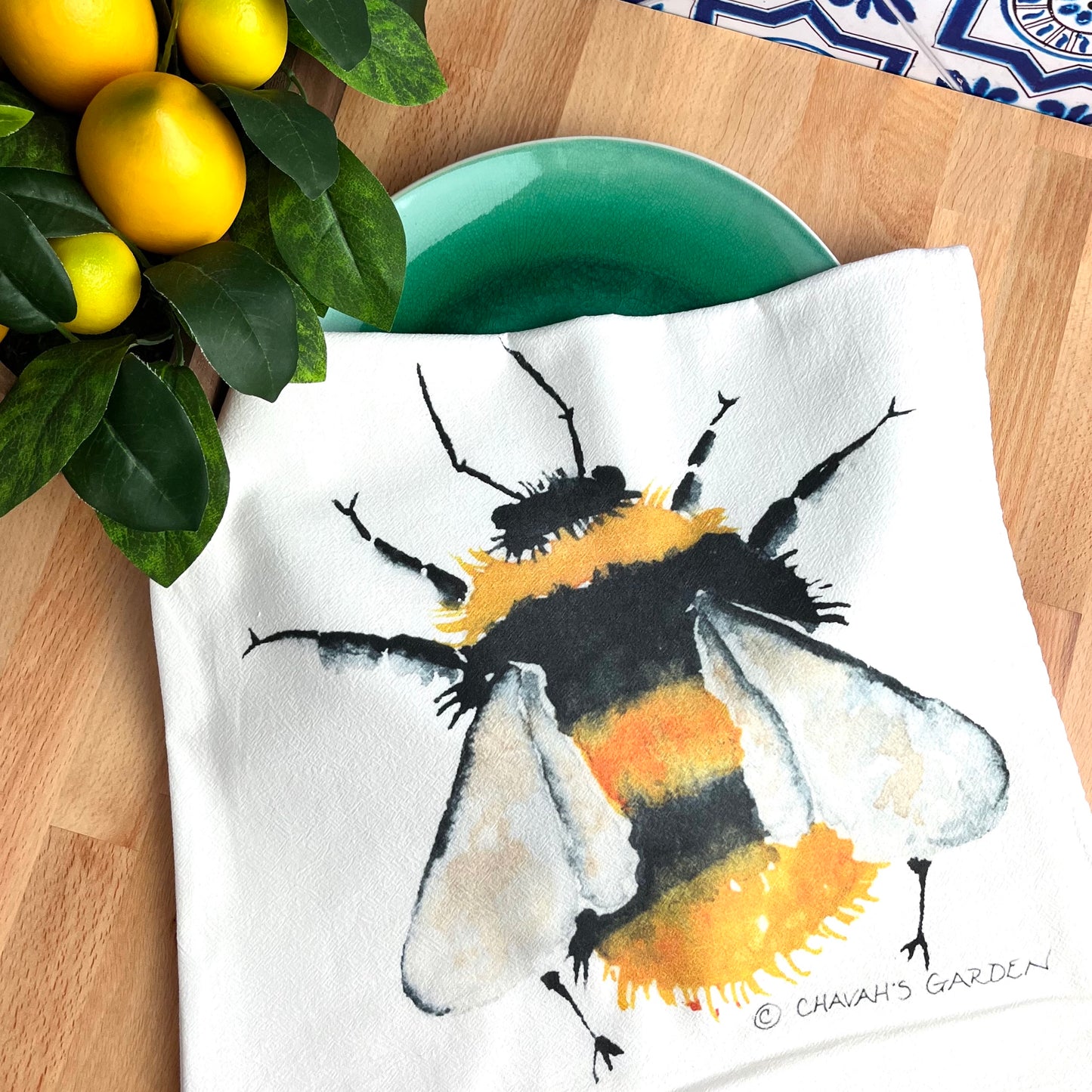 Bumblebee Flour Sack Tea Towel, Garden, Pollinator