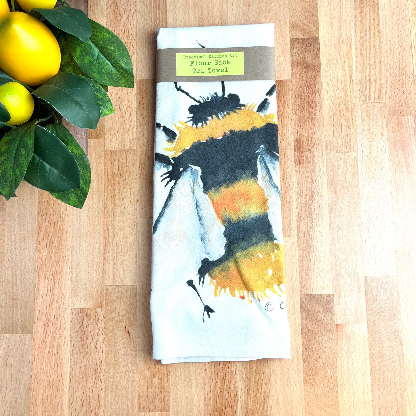 Bumblebee Flour Sack Tea Towel, Garden, Pollinator
