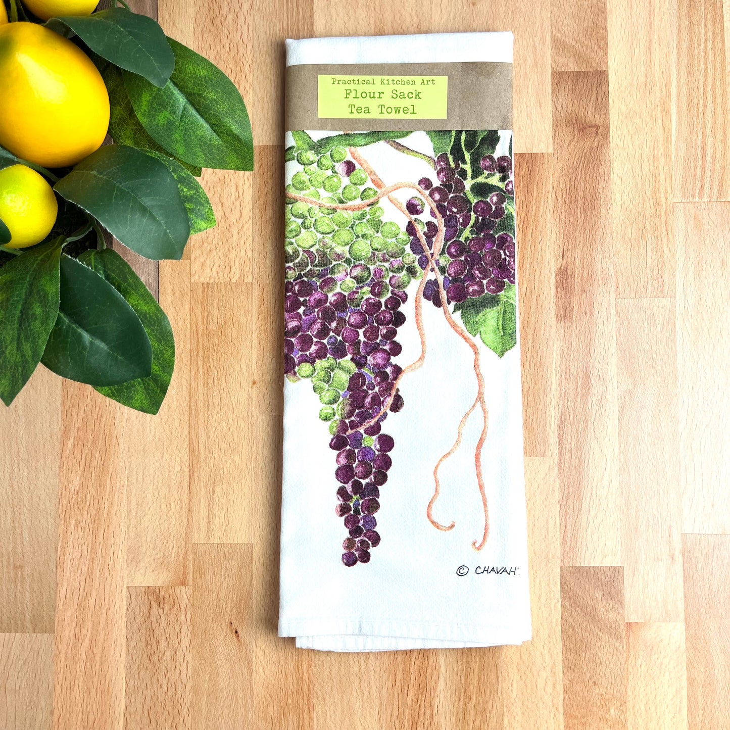 Flour Sack Tea Towels, Grapes, Garden Wine Theme
