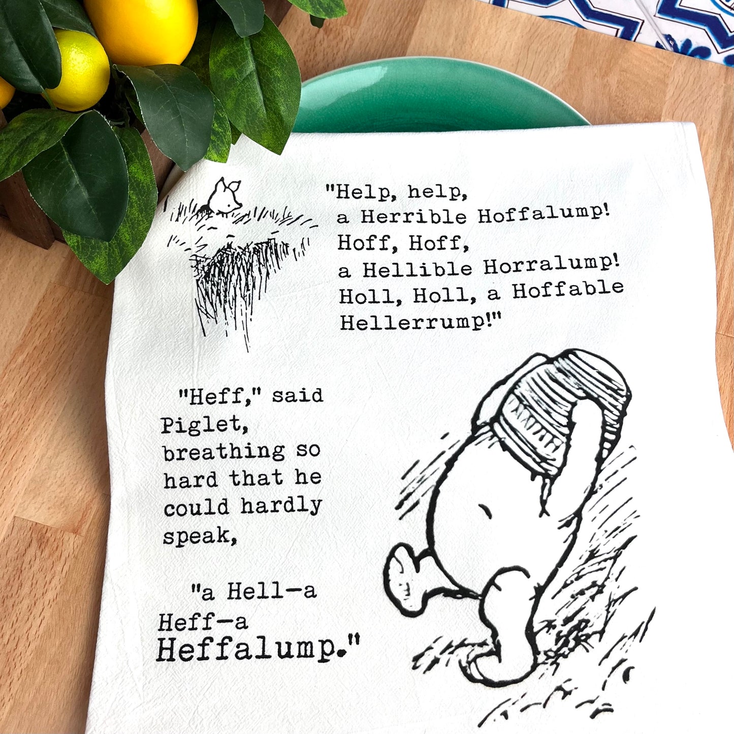Winnie-the-Pooh Pooh & Piglet Heffalump Flour Sack Tea Towels