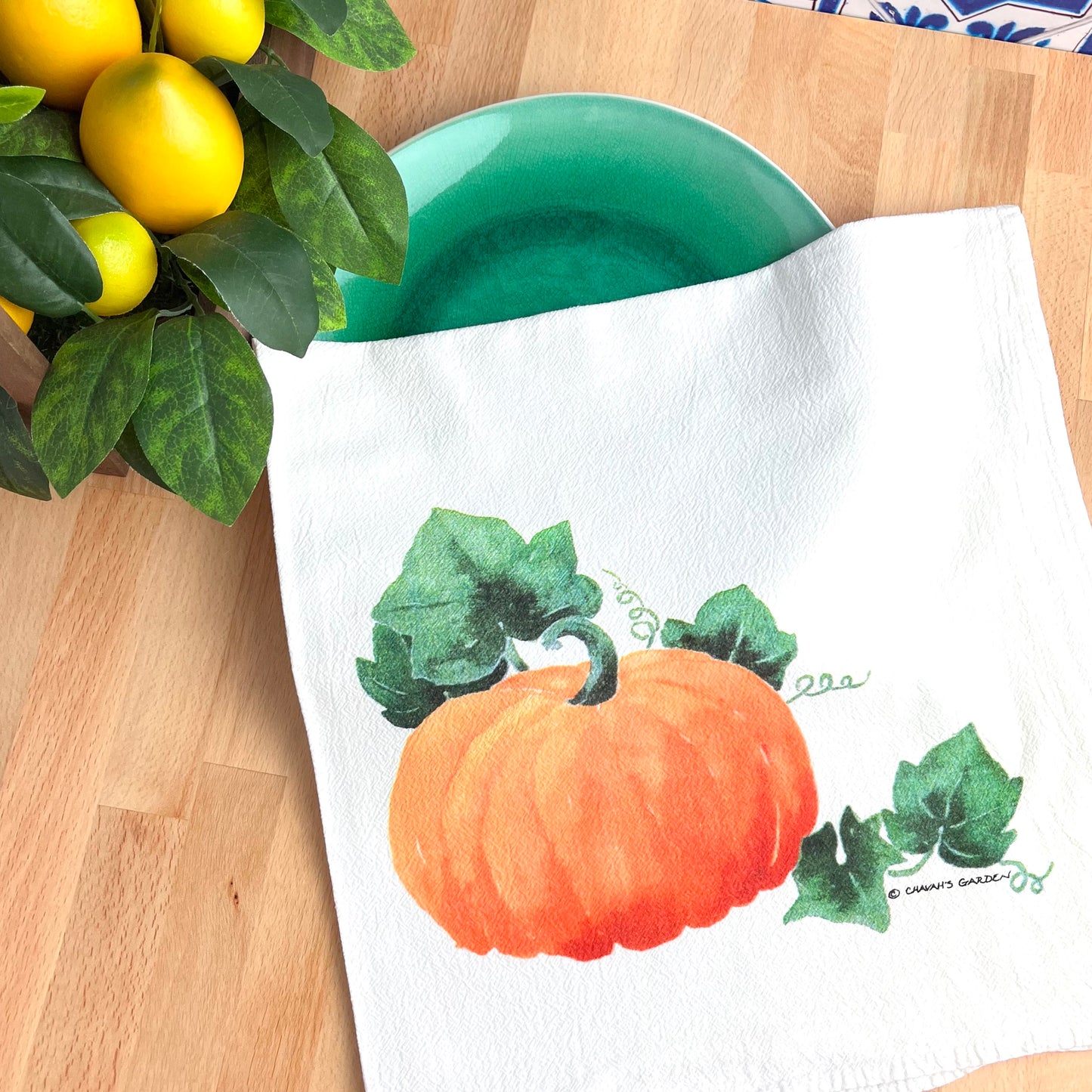 Flour Sack Tea Towels, Pumpkin, Holiday Theme