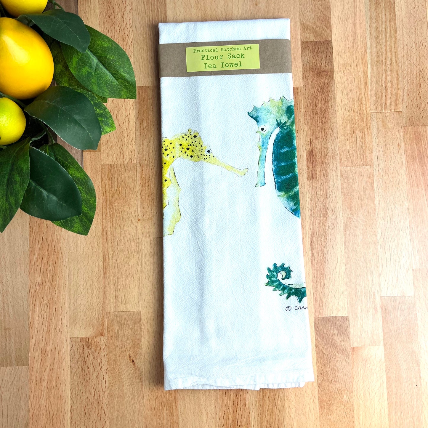 Sea Horses Flour Sack Tea Towels, Coastal
