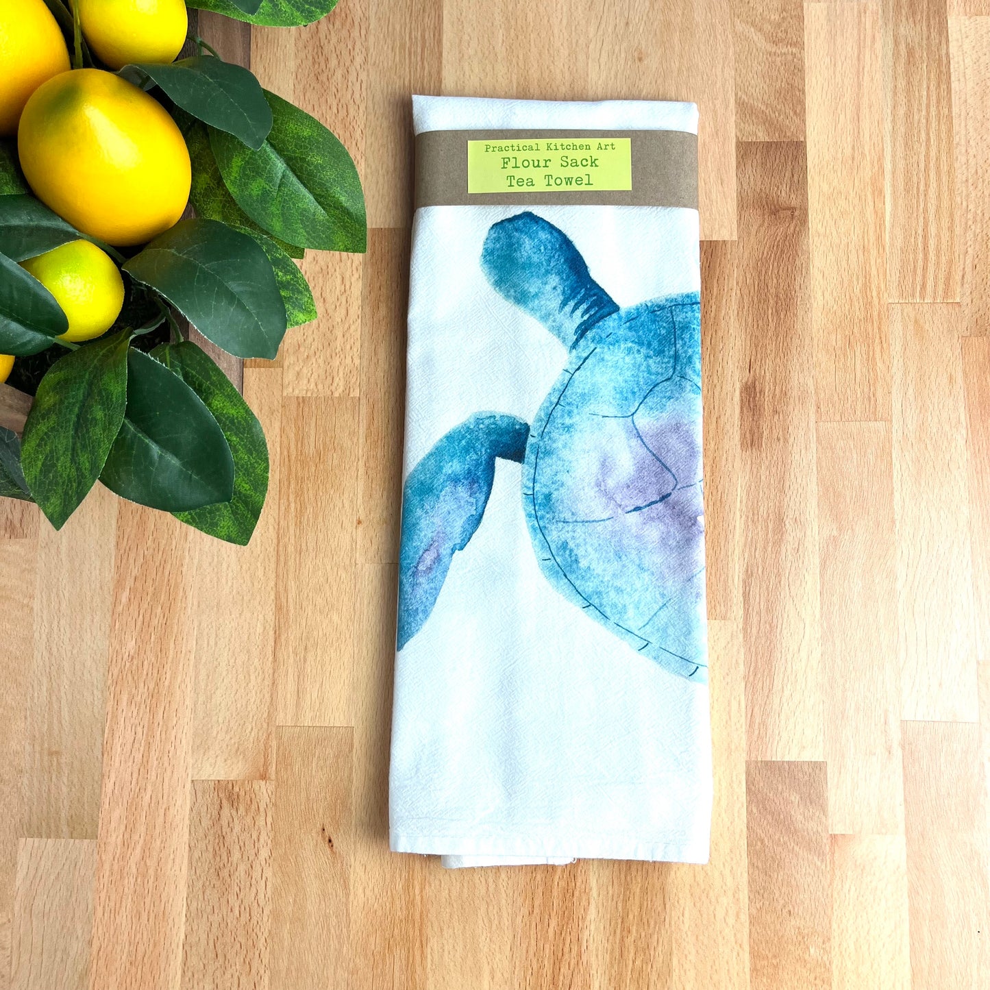 Flour Sack Tea Towels, Sea Turtle, Coastal Theme