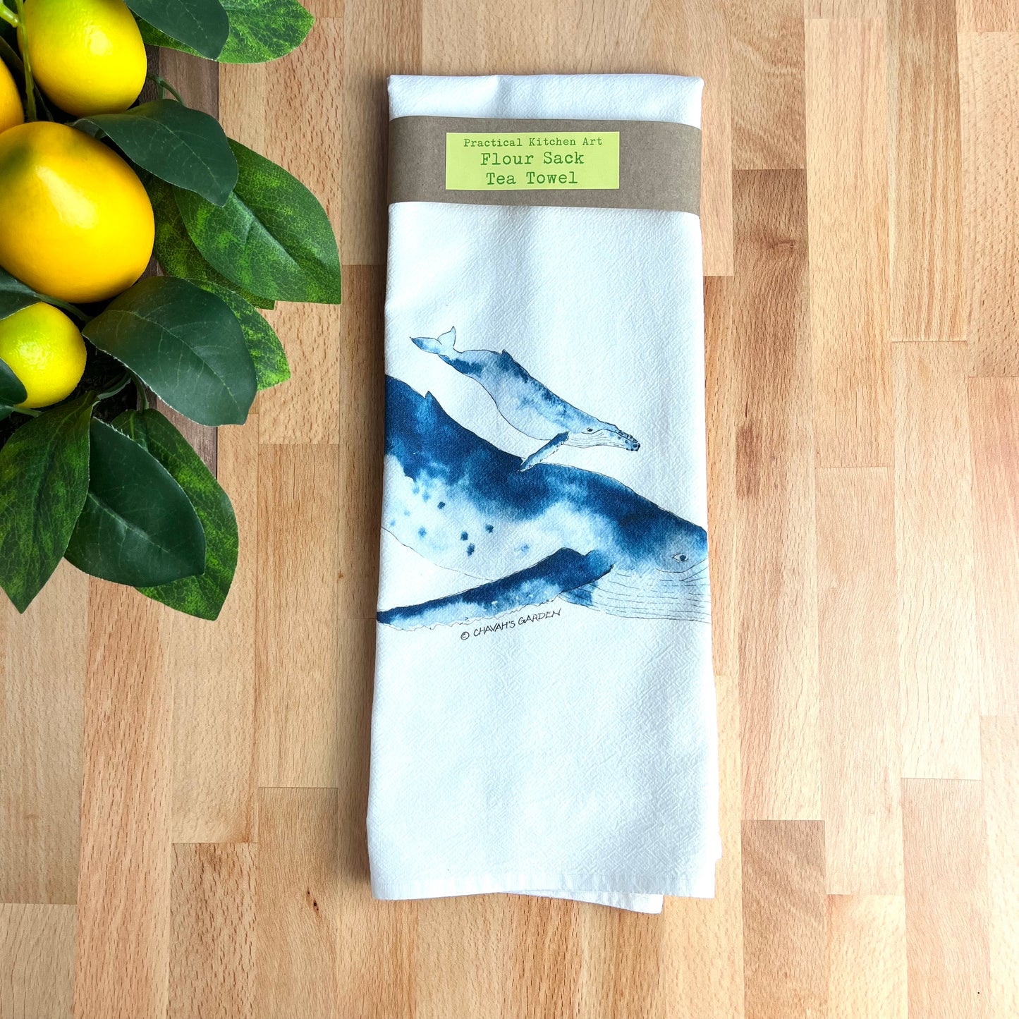 Flour Sack Tea Towels, Whales, Coastal Theme