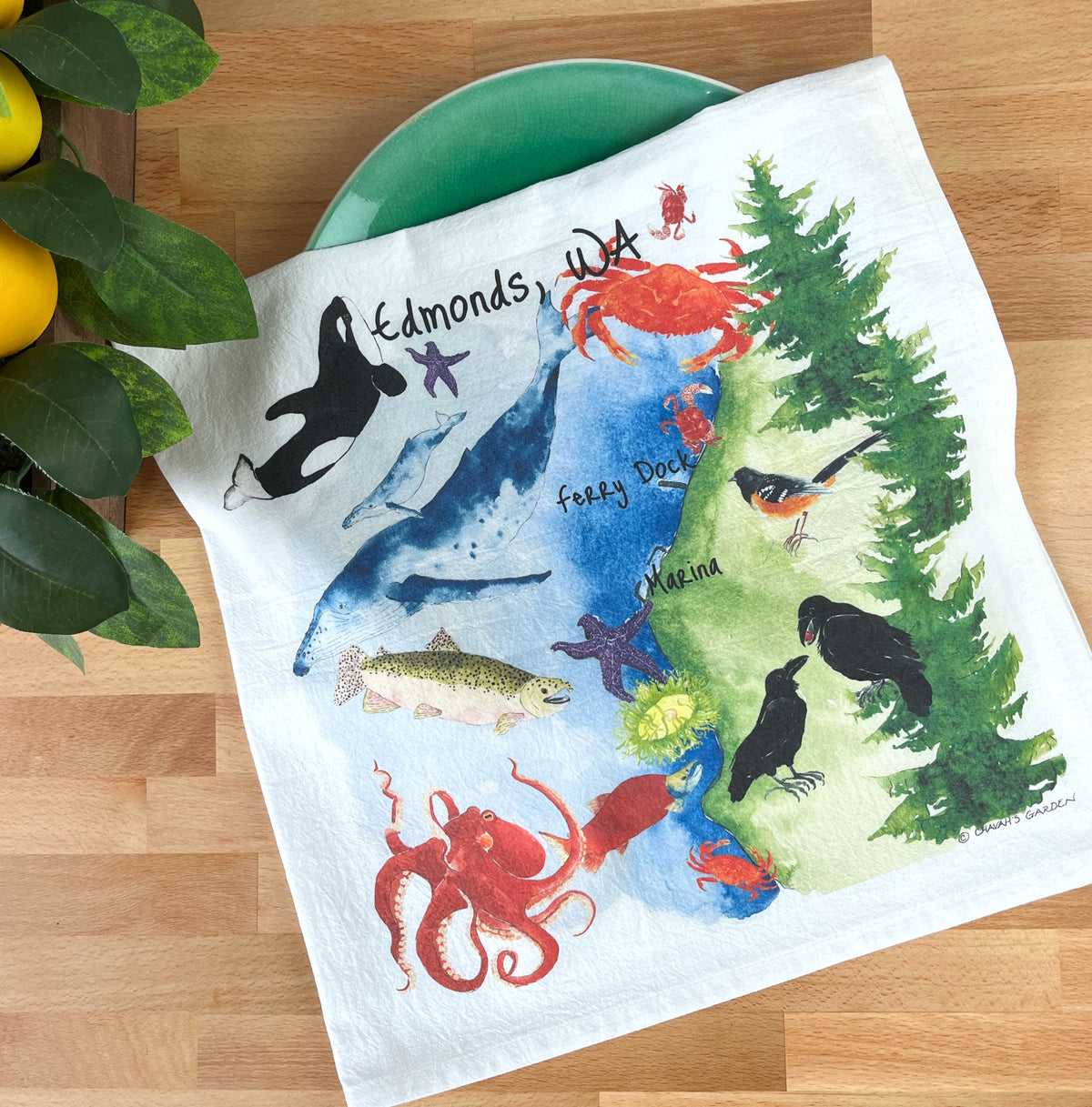 Edmonds, WA Flour Sack Tea Towel