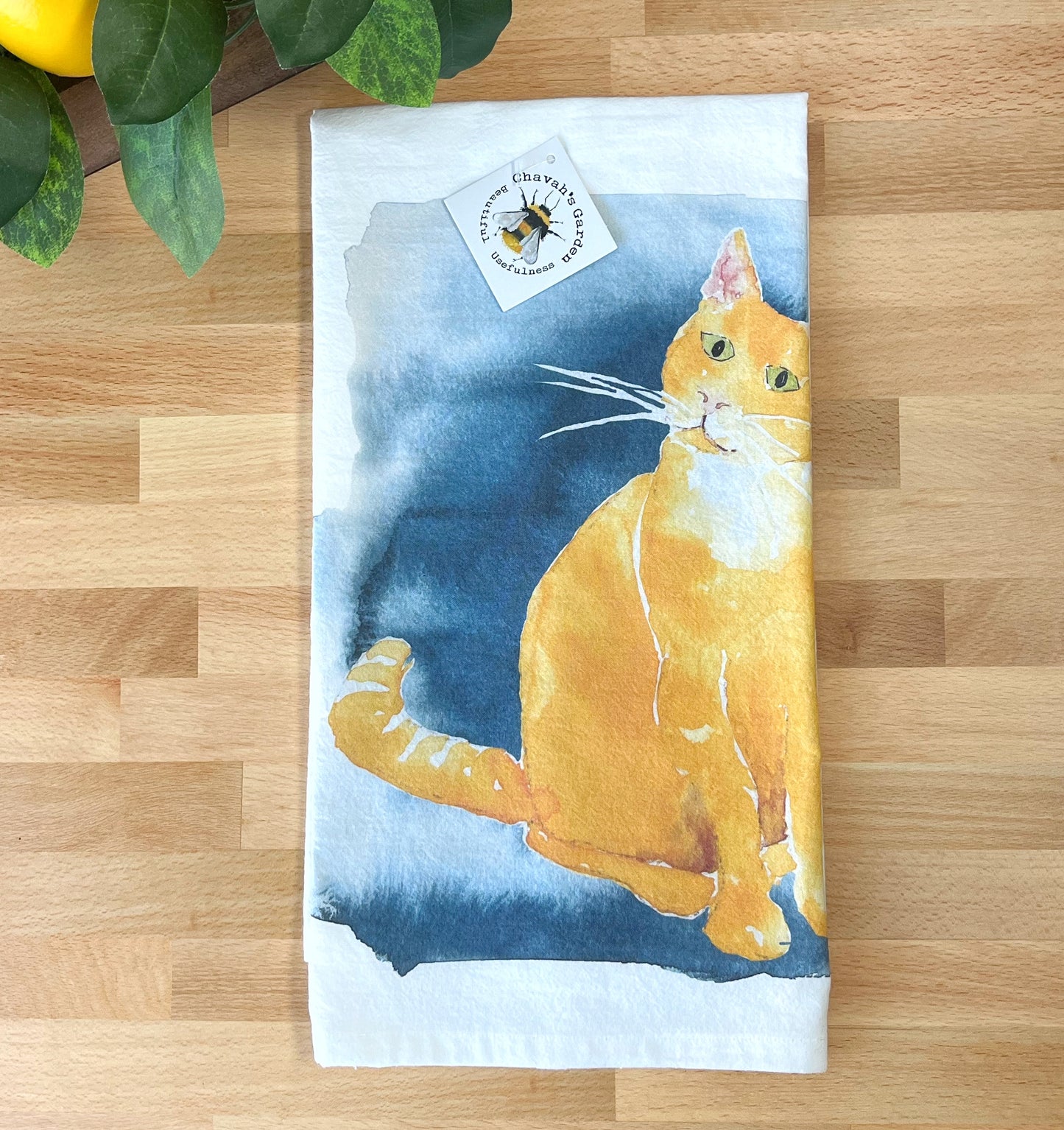Ginger Cat Flour Sack Tea Towel