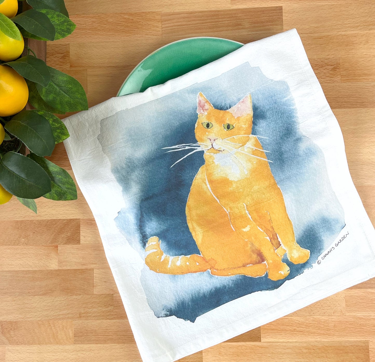 Ginger Cat Flour Sack Tea Towel