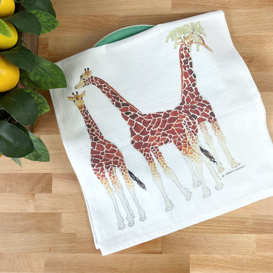 Giraffe Flour Sack Tea Towel