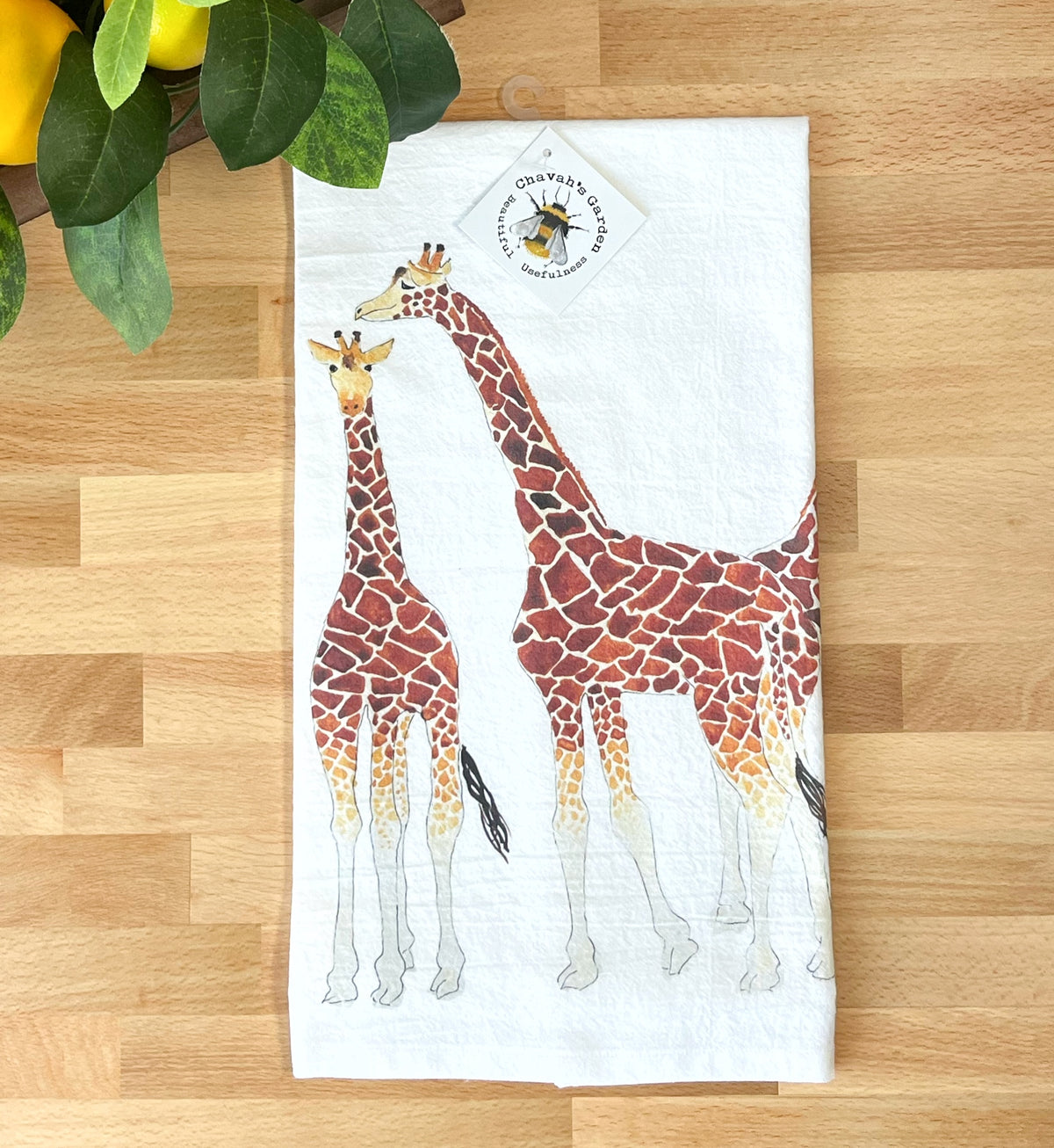 Giraffe Flour Sack Tea Towel