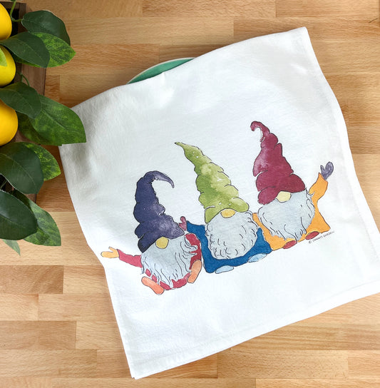 Gnomes Flour Sack Tea Towel