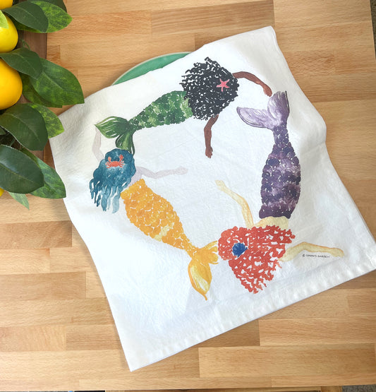 Mermaids Flour Sack Tea Towel