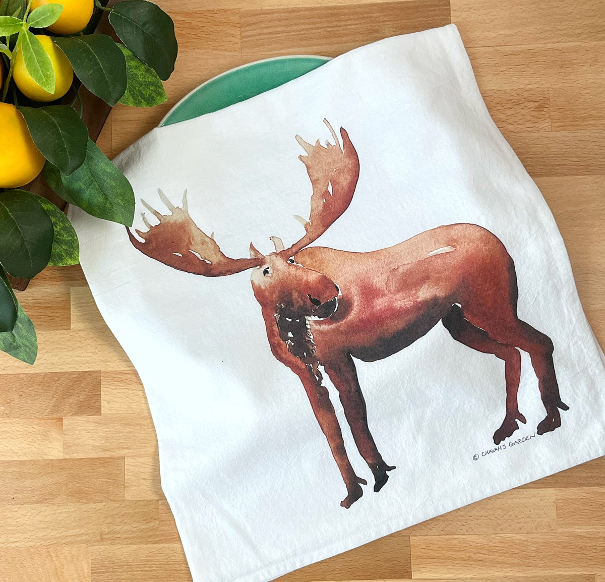 Moose flour sack tea towel