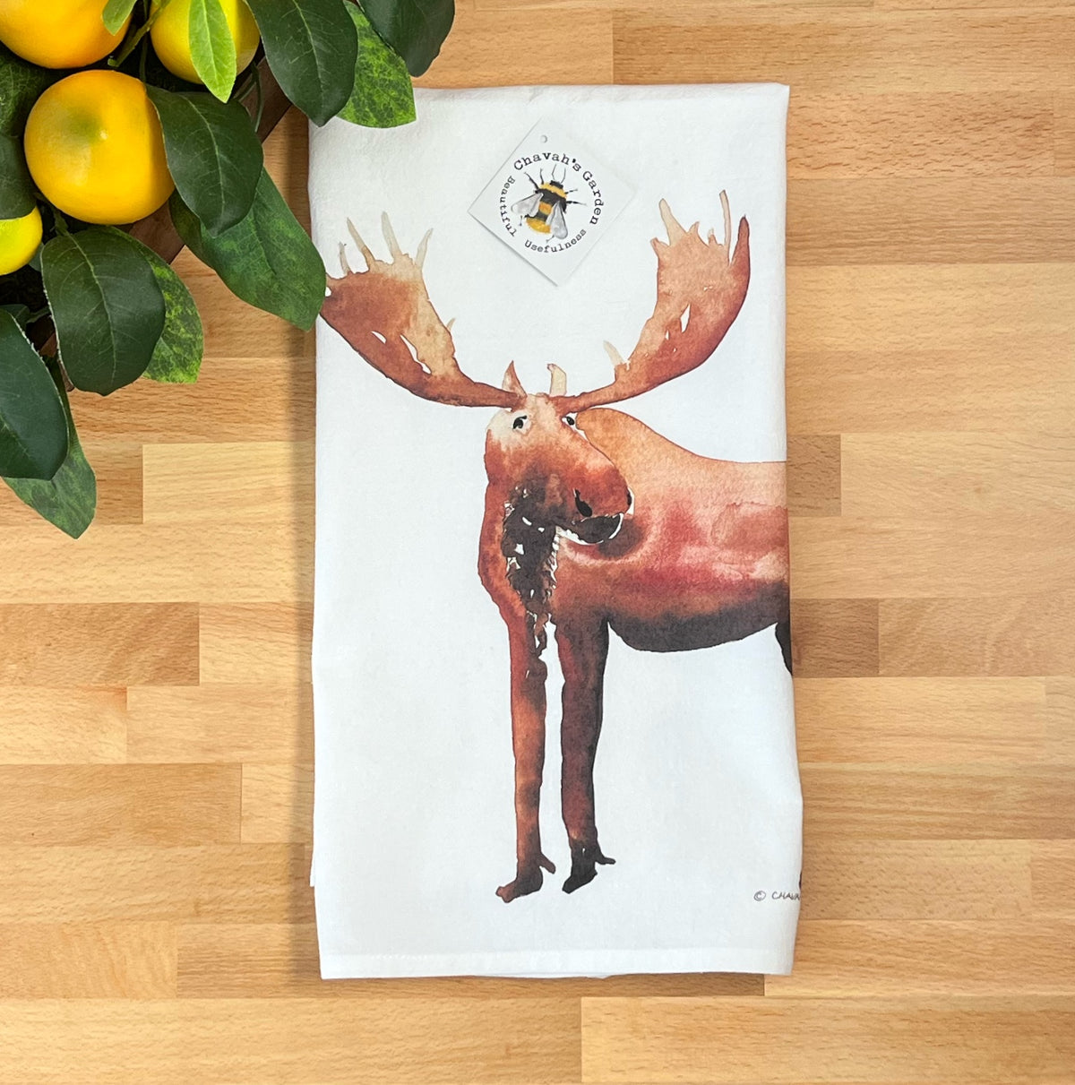 Moose flour sack tea towel