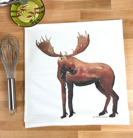 Moose flour sack tea towel