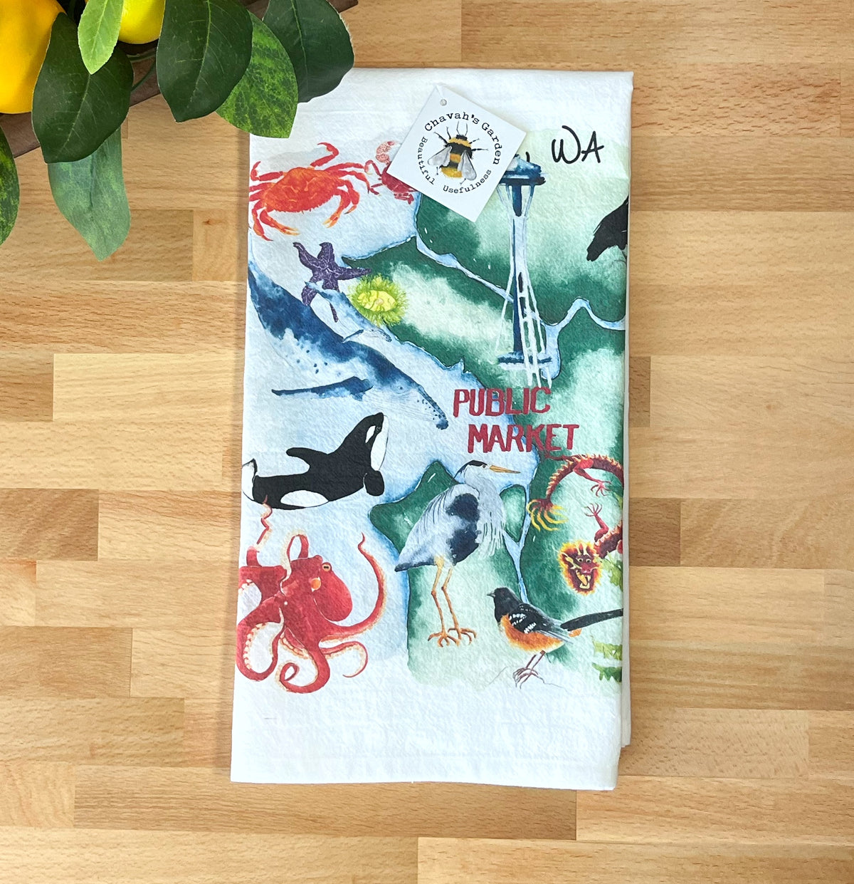 Seattle Map Flour Sack Tea Towel