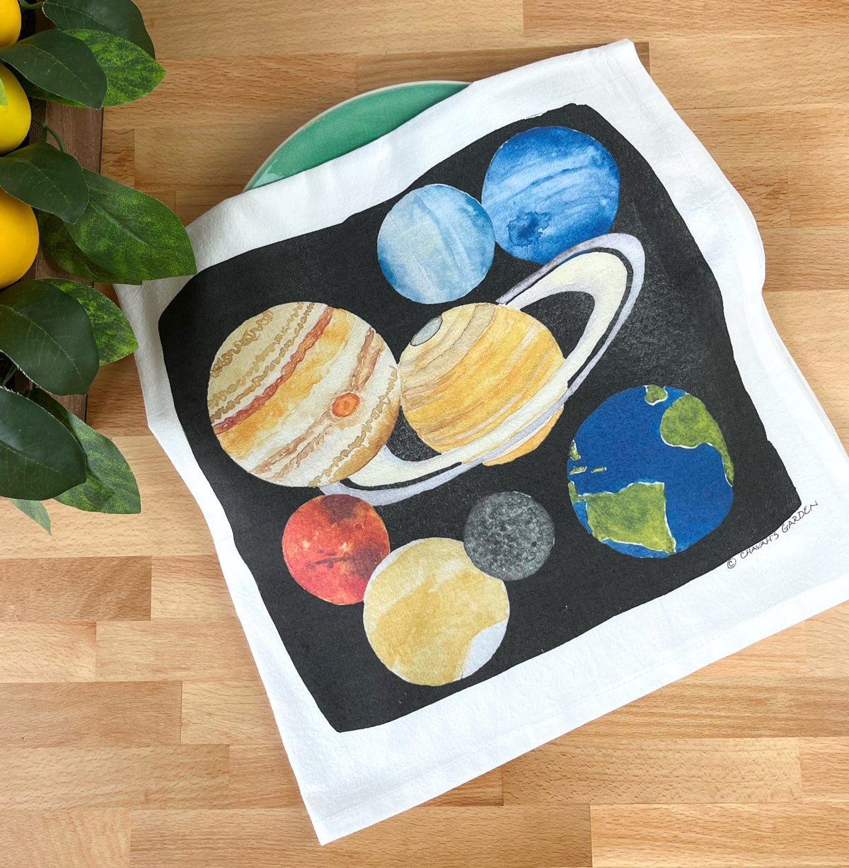 Solar System Flour Sack Tea Towel