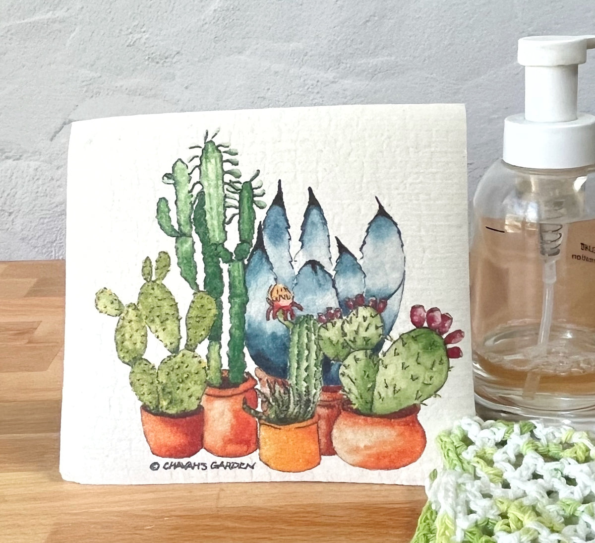 Succulents & Cactus Swedish Dishcloth