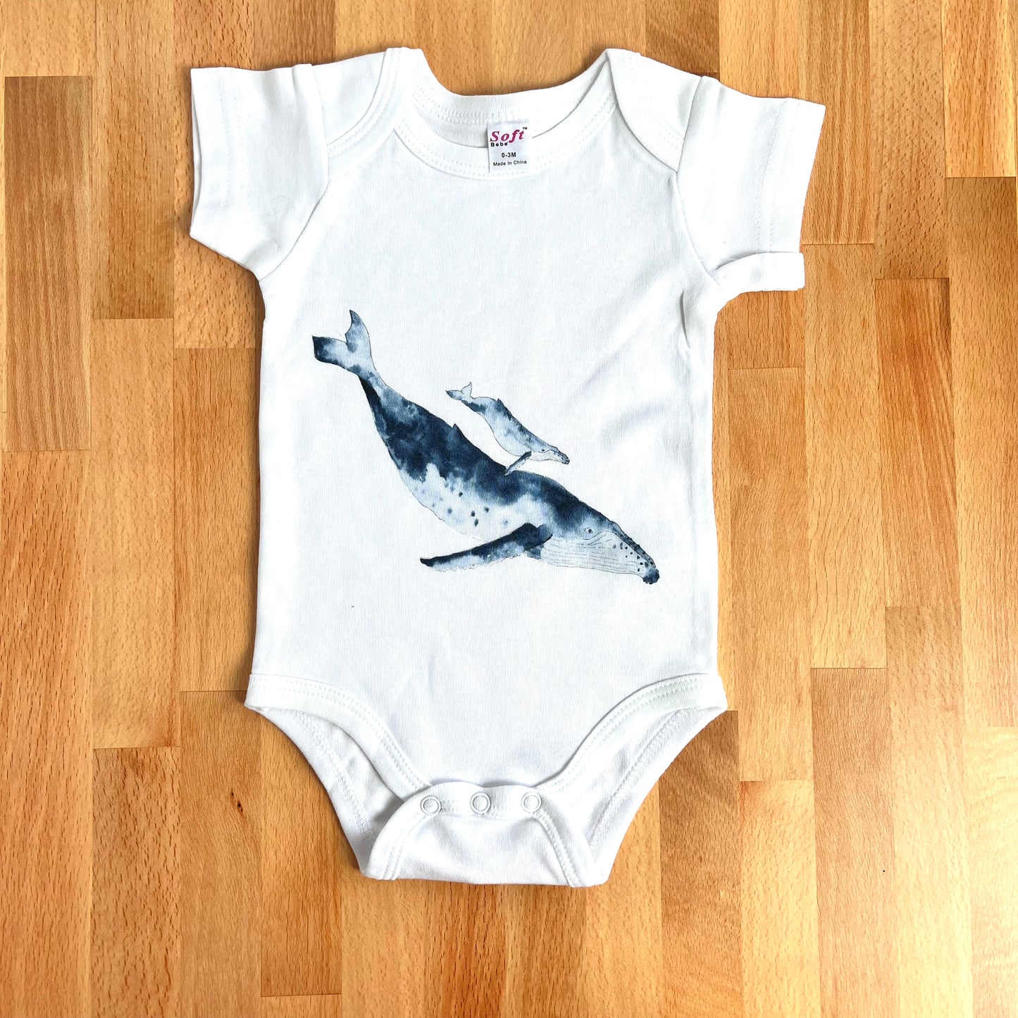 Whale Mama and Baby Cotton Onesie