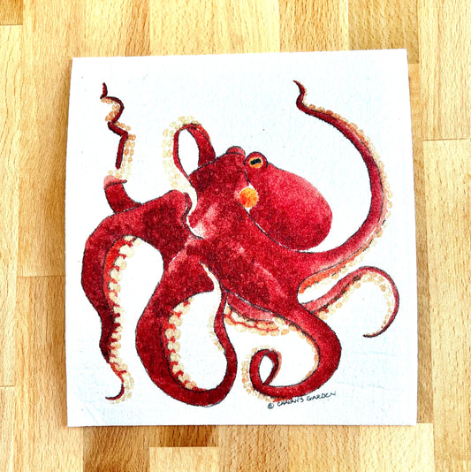 Swedish Dishcloth, Octopus, coastal, tropical, nautical