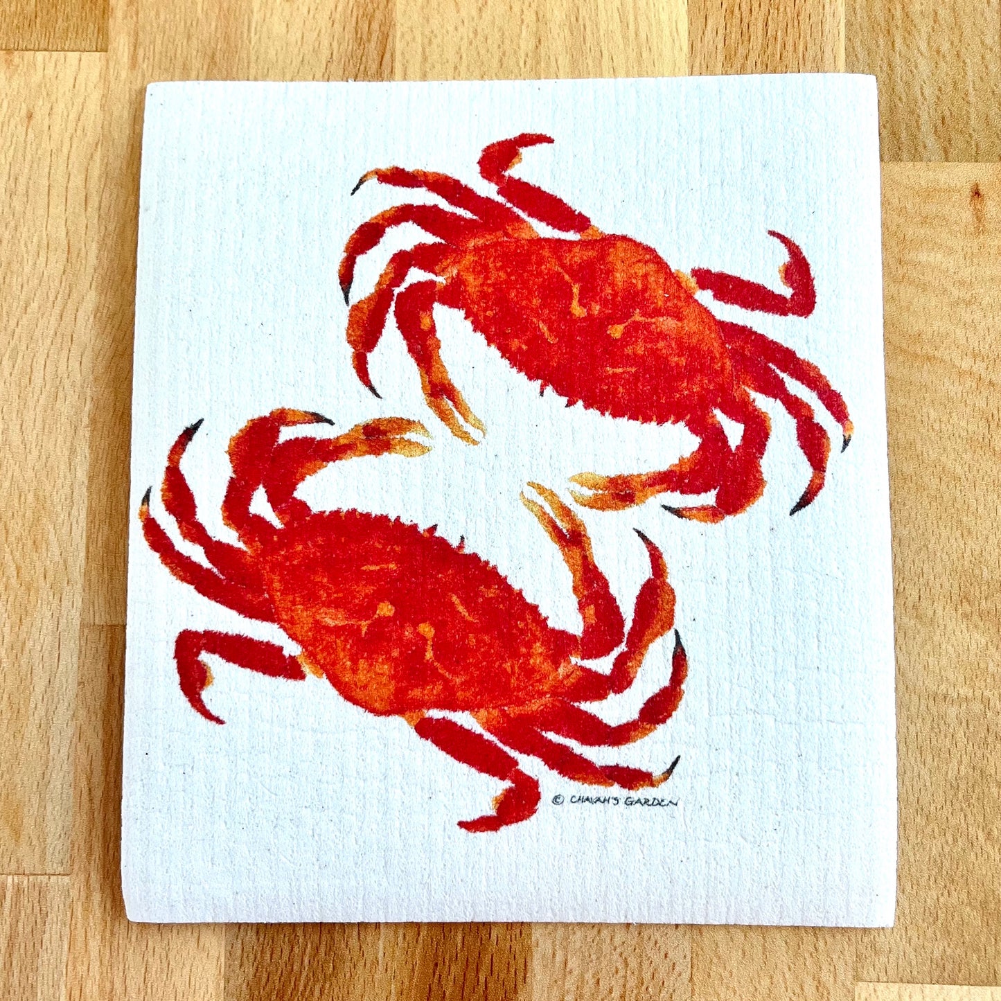 Swedish dishcloth, Red Crabs, coastal, nautical, beach