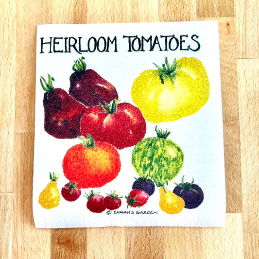 Swedish dishcloth, tomatoes, heirloom, garden, vegetables