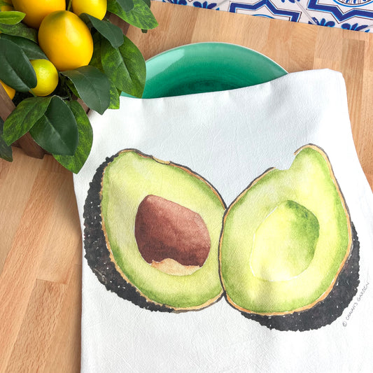 Flour Sack Tea Towels, Avocado, Garden Theme