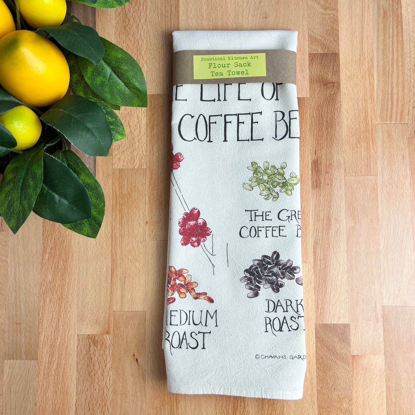 Flour Sack Tea Towels, Coffee, Tropical Plants Theme