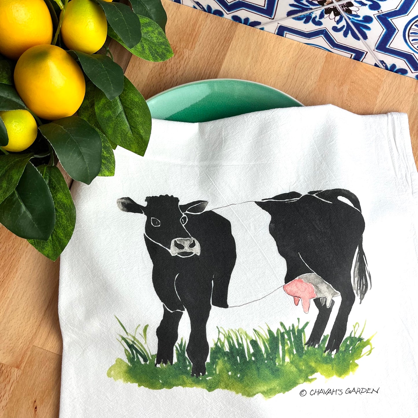 Flour Sack Tea Towels, Cow, Garden Theme