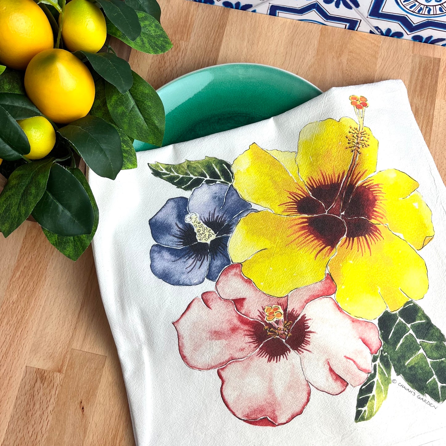 Hibiscus Flour Sack Tea Towel