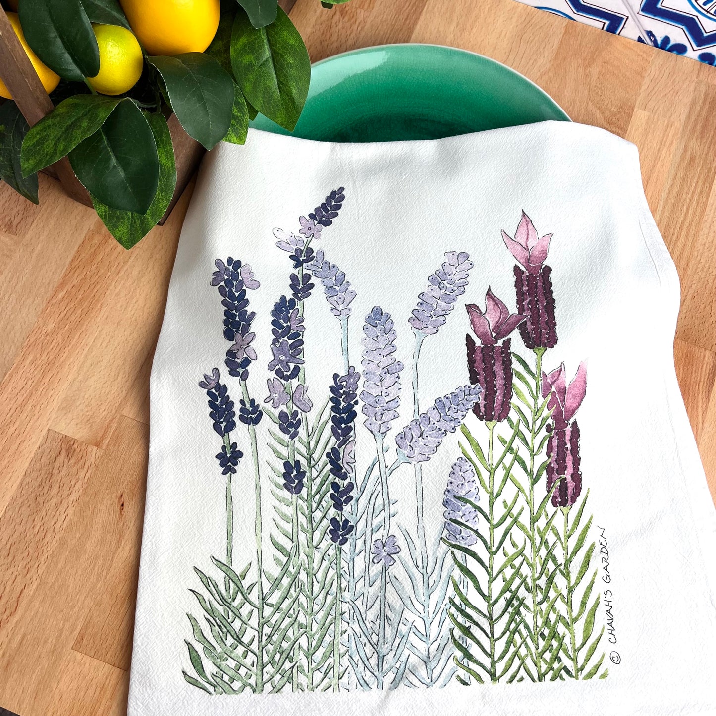 Flour Sack Tea Towels, Lavender, Garden Theme