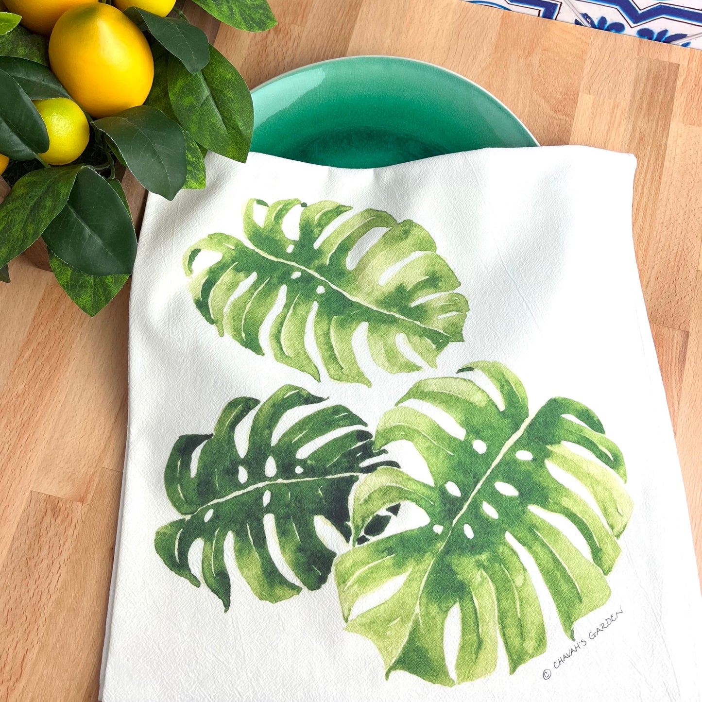 Monstera Flour Sack Tea Towel