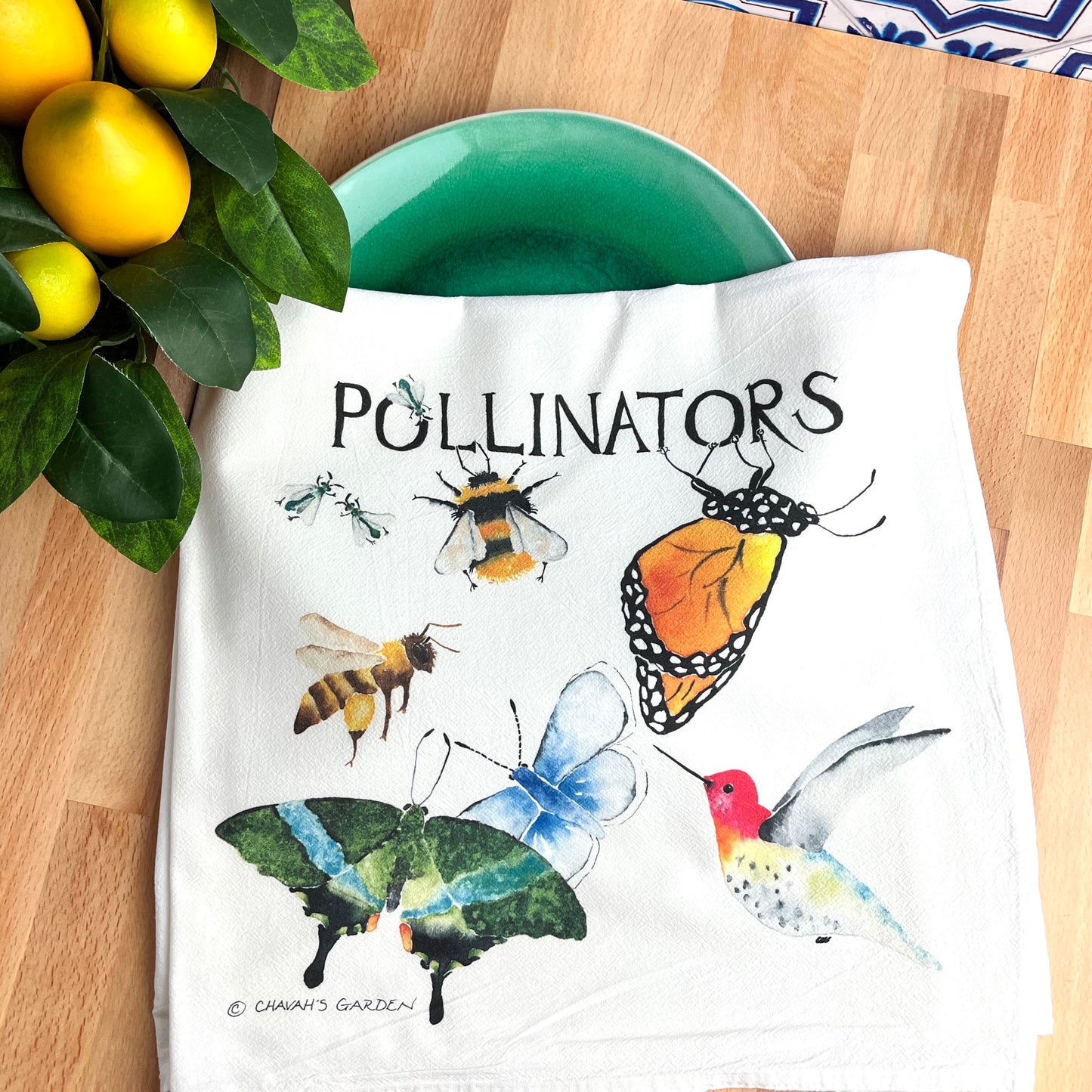 Pollinators Flour Sack Tea Towels, Garden