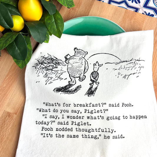 Flour Sack Tea Towels, Pooh & Piglet Breakfast