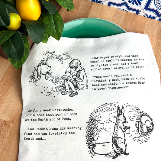 Flour Sack Tea Towels, Pooh in Tight Place