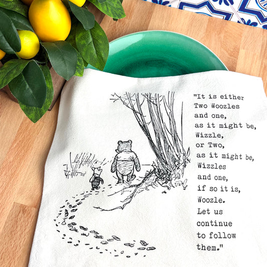 Flour Sack Tea Towels, Pooh & Piglet Woozle