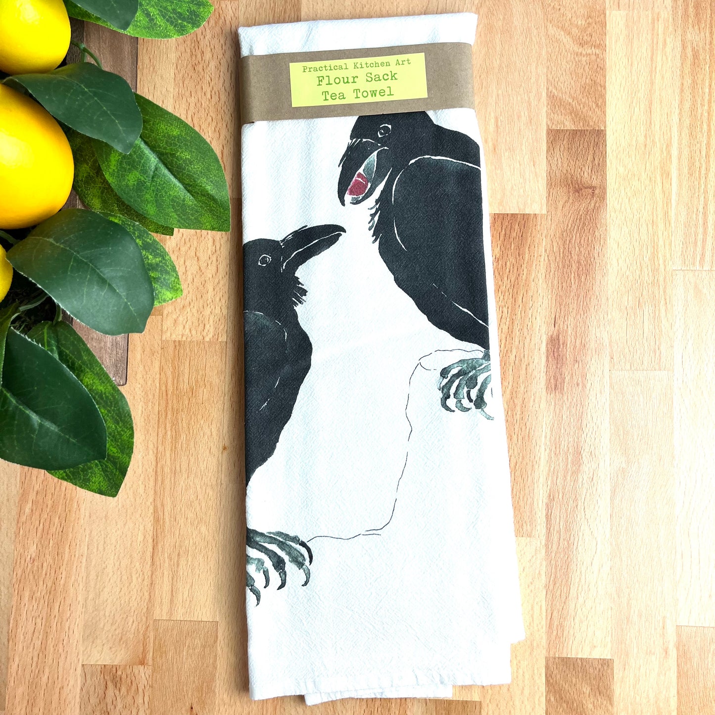 Flour Sack Tea Towels, Ravens,  Nature Theme