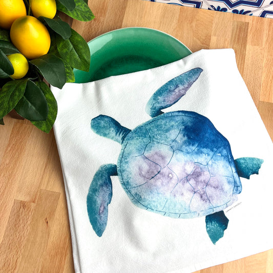 Flour Sack Tea Towels, Sea Turtle, Coastal Theme