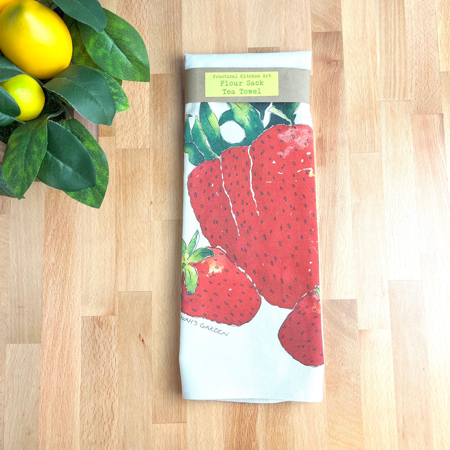 Flour Sack Tea Towels, Strawberry, Garden Theme
