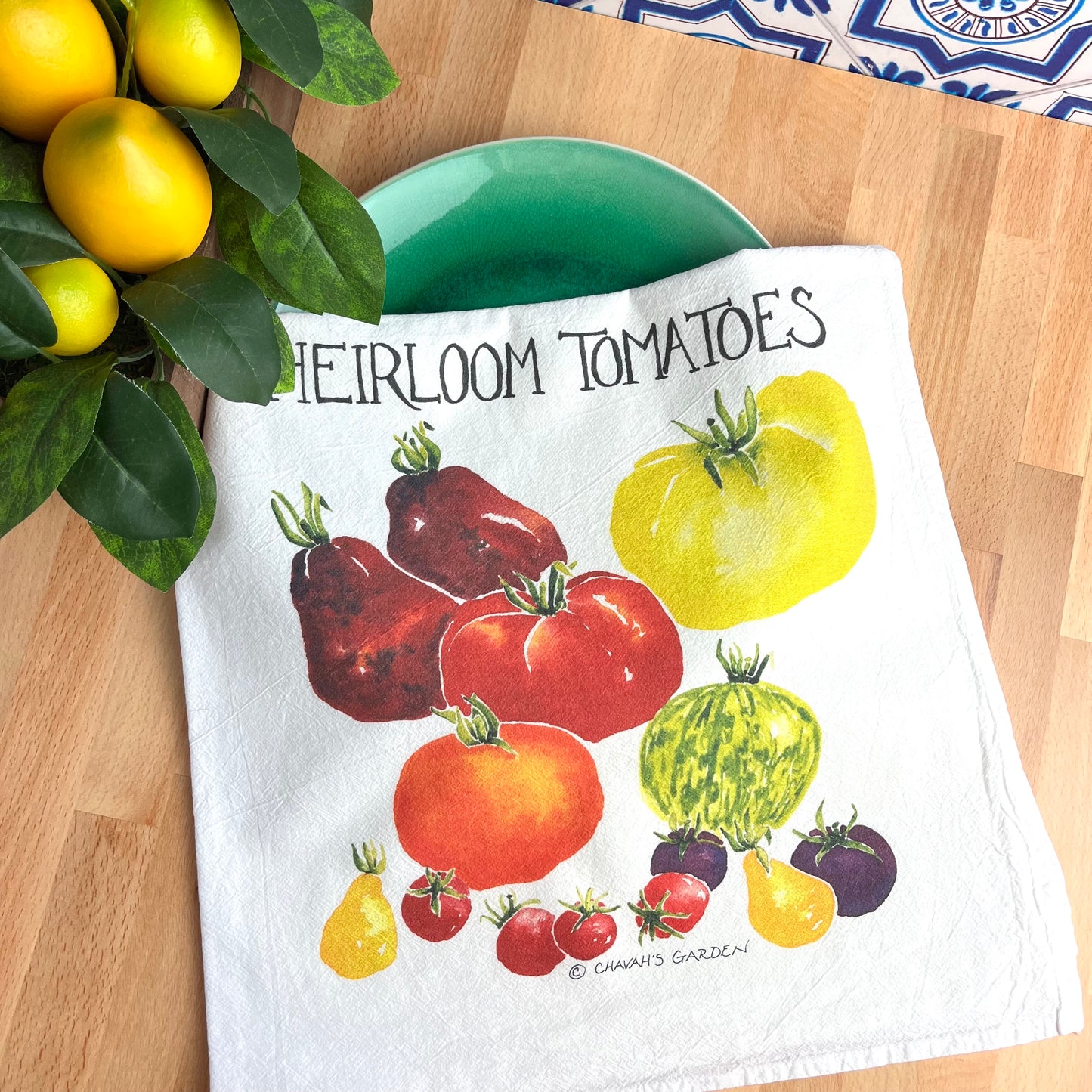 Flour Sack Tea Towels, Tomatoes, Garden Theme